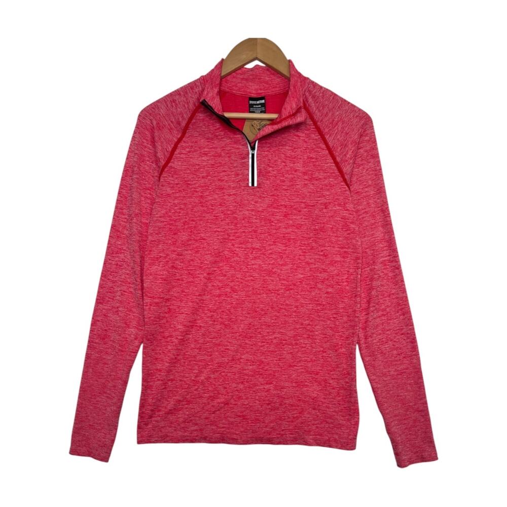 Victorias Secret Pink Active Top Womens Medium Pink Quarter Zip Yoga Gym Workout